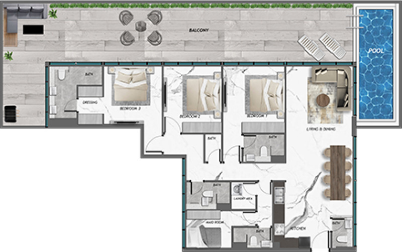 SAMANA Golf Views - 3 BEDROOM WITH POOL