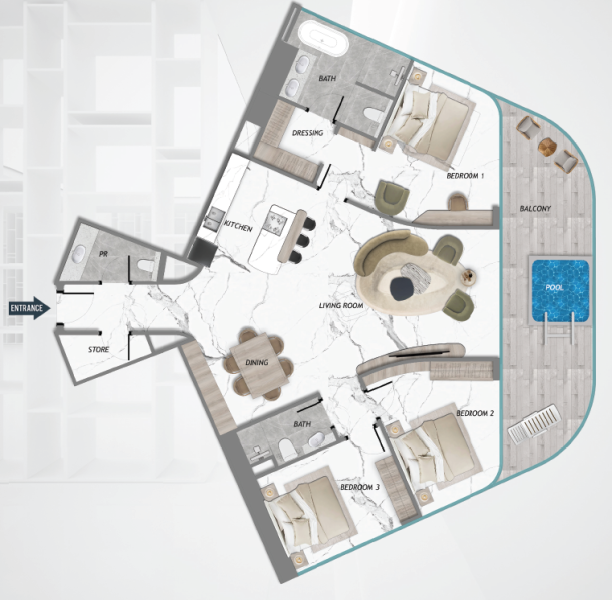SAMANA Barari Heights - 3 BHK
