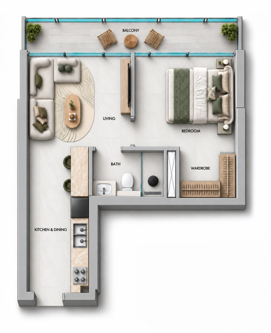 SAMANA DOWNTOWN ONE illustrative apartment floor plan