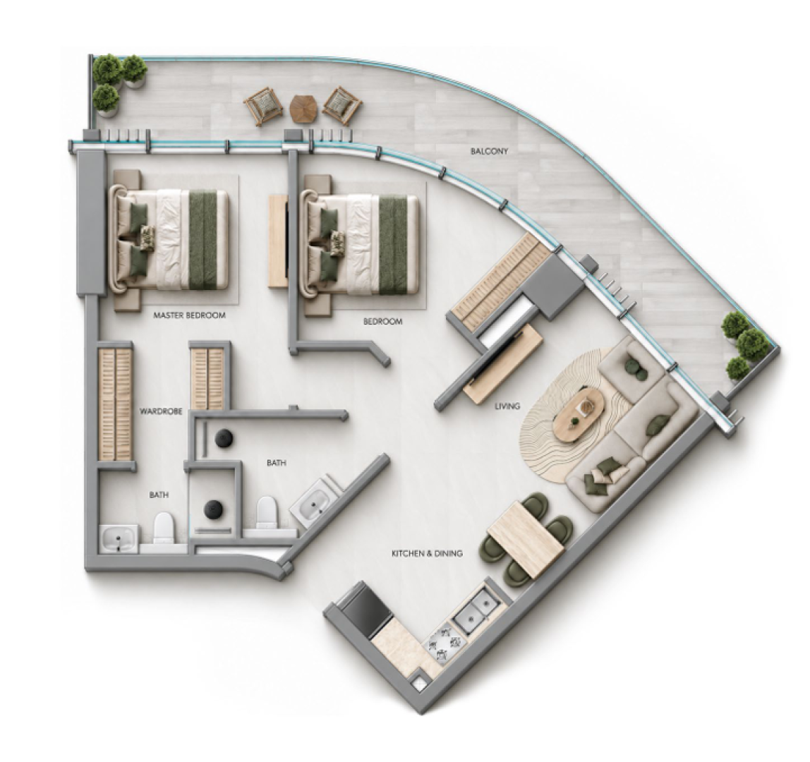 SAMANA DOWNTOWN ONE illustrative apartment floor plan