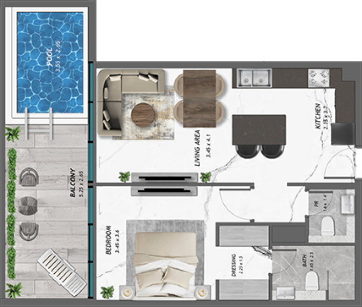SAMANA Golf Views - 1 BEDROOM WITH POOL