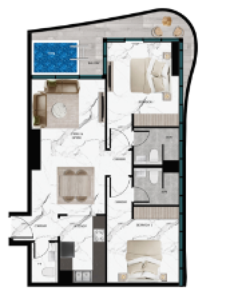SAMANA Barari Twin Towers - 2 BEDROOM WITH POOL