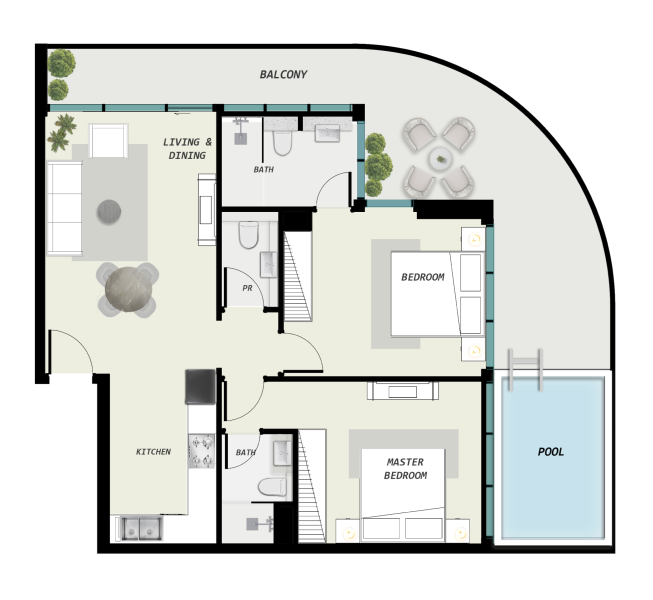 SAMANA Avenue - 2 BHK With Pool