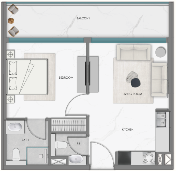 SAMANA Hills South - 1BHK - Type 1