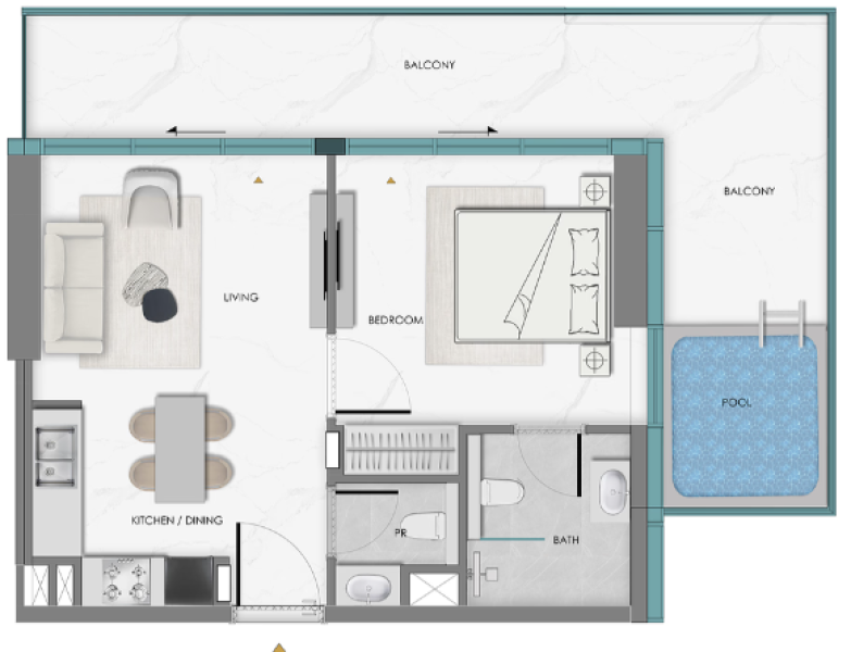SAMANA Hills South 2 - 1BHK - Type 1