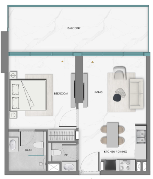 SAMANA Hills South 2 - 1BHK - Type 2