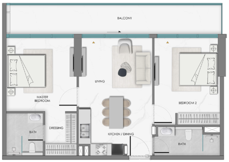 SAMANA Hills South 2 - 2BHK - Type 1