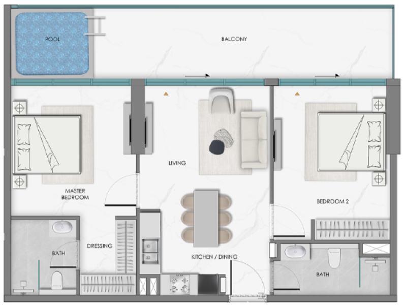 SAMANA Hills South 2 - 2BHK - Type 2