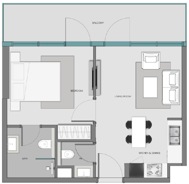 SAMANA Hills South 3 - 1BHK - Type 1
