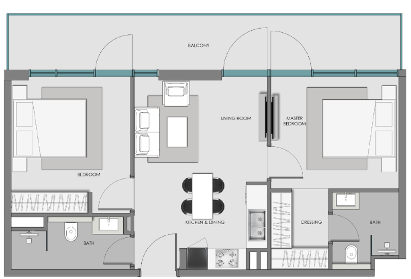 SAMANA Hills South 3 - 2BHK - Type 1