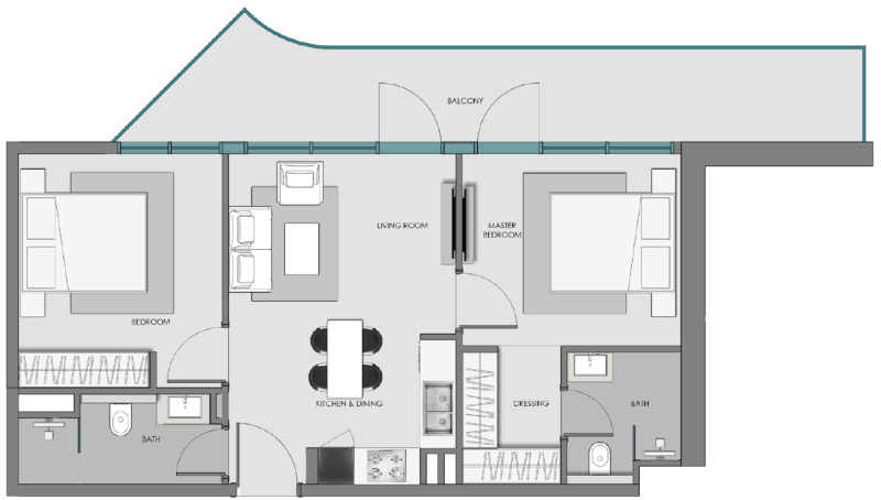 SAMANA Hills South 3 - 2BHK - Type 2