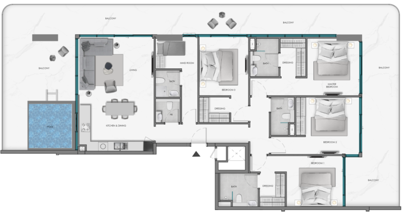 SAMANA Ocean Crest - 4 BHK