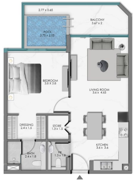 SAMANA Ocean Bay - 1 BHK