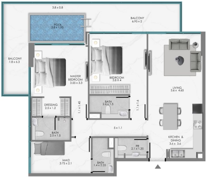 SAMANA Ocean Bay - 2 BHK