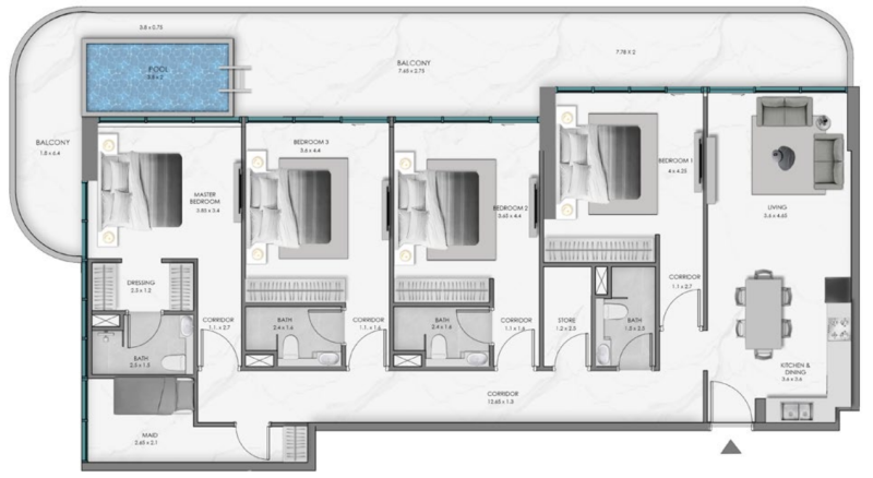 SAMANA Ocean Bay - 4 BHK
