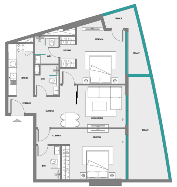 SAMANA Greenfield 2 - 2BHK - Type 1