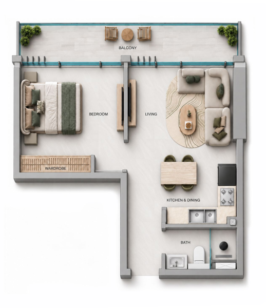 SAMANA Downtown One - 1 bedroom- Type 2